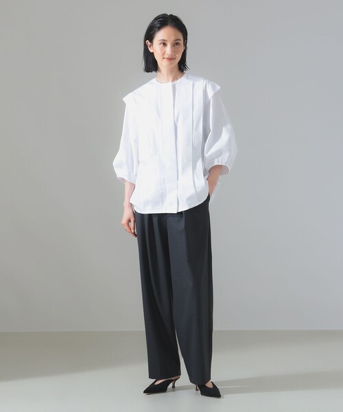 Demi-Luxe BEAMS ブラウス シャツ タック ショートスリーブ