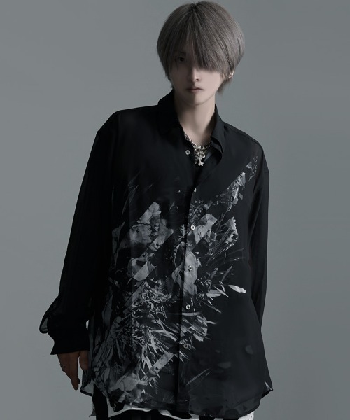 NOVESSEL シャツ 「NOVESSEL/ノベセル」シフォン花柄シースルー