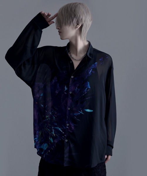 NOVESSEL シャツ 「NOVESSEL/ノベセル」シフォン花柄シースルー