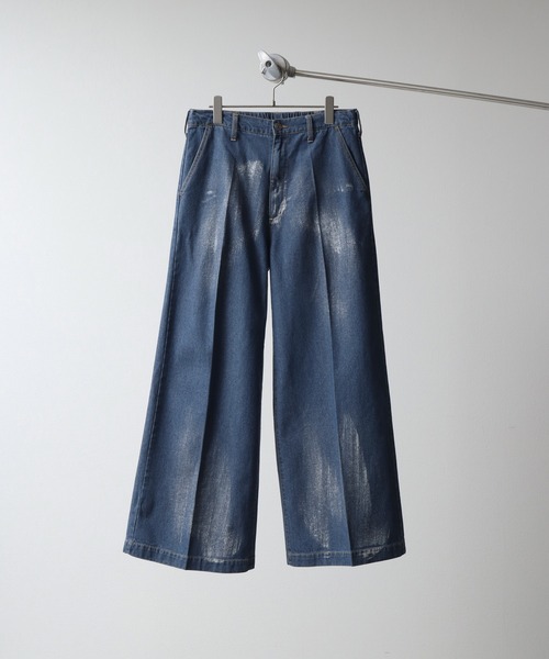 ジーンズ 箔プリントデニムワイドパンツ メンズ レディース : ZOZOTOWN