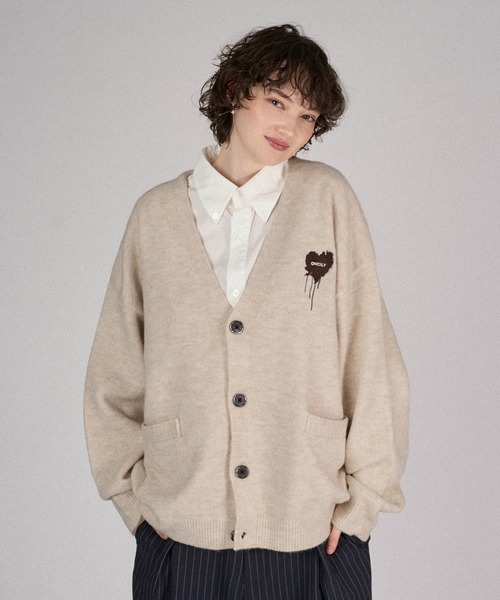 ONCILY（オンシェリー） ニットカーディガン LARGE アイボリー メンズ