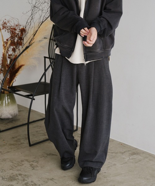 WYM LIDNM スラックス FAUX WOOL CURVY パンツ WYM LIDNM（ウィム バイ リドム）の「FAUX WOOL CURVY COMFORT
