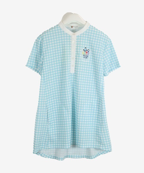 tシャツ バンドカラー半袖プルオーバー レディース
