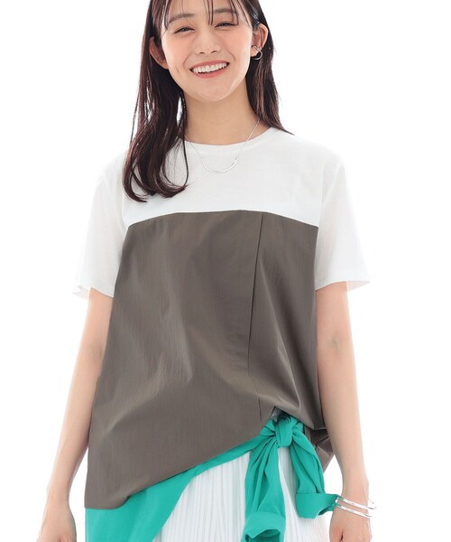 tシャツ 新色登場！「洗える」ビスチェレイヤード風トップス レディース INDIVI tシャツ 新色登場！「洗える」ビスチェレイヤード風