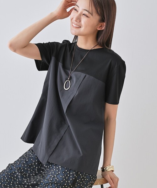 tシャツ 新色登場！「洗える」ビスチェレイヤード風トップス レディース INDIVI tシャツ 新色登場！「洗える」ビスチェレイヤード風