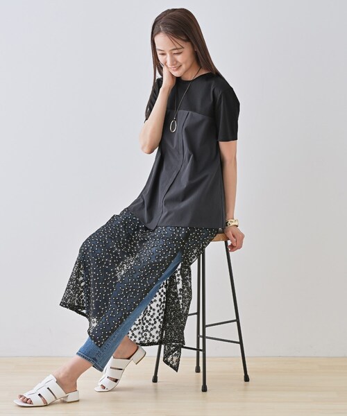 INDIVI（インディヴィ） tシャツ 半袖 「洗える」ビスチェレイヤード風