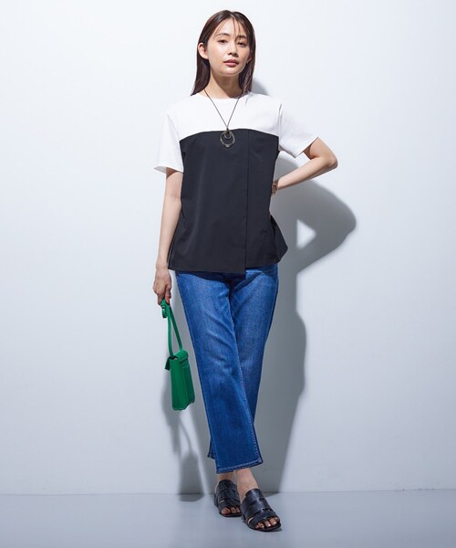 tシャツ 新色登場！「洗える」ビスチェレイヤード風トップス レディース INDIVI tシャツ 新色登場！「洗える」ビスチェレイヤード風