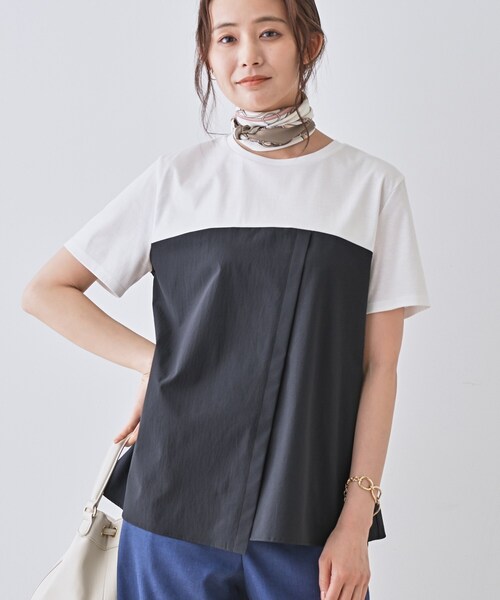 tシャツ 新色登場！「洗える」ビスチェレイヤード風トップス レディース INDIVI tシャツ 新色登場！「洗える」ビスチェレイヤード風