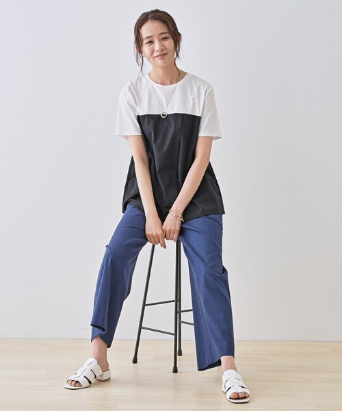 INDIVI（インディヴィ） tシャツ 半袖 「洗える」ビスチェレイヤード風
