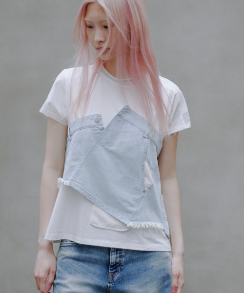 tシャツ AULA AILA（アウラ アイラ）別注デニムレイヤードＴシャツ レディース