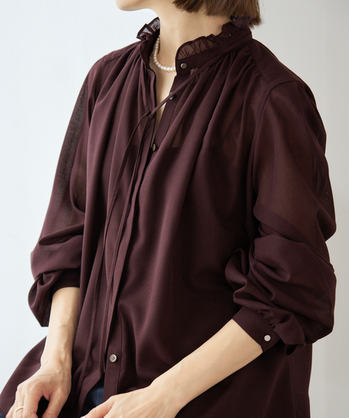 IENA（イエナ） ブラウス シャツ フリルネックブラウス レディース