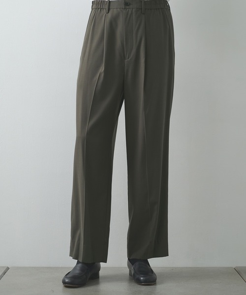 スラックス 「STUDIOUS」COOL WOOL WIDE SLACKS / 涼しいウール メンズの画像
