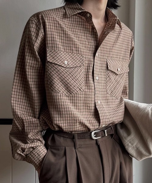 NOWLE（ノウル） シャツ 「NOWLE」ダブルポケット レトロ チェック