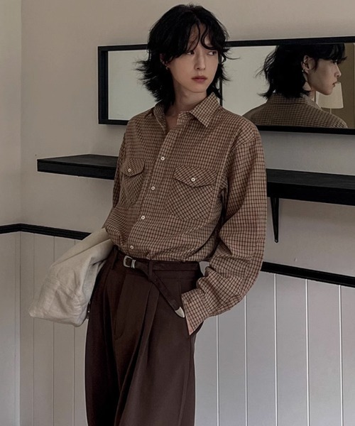 NOWLE（ノウル） シャツ 「NOWLE」ダブルポケット レトロ チェック