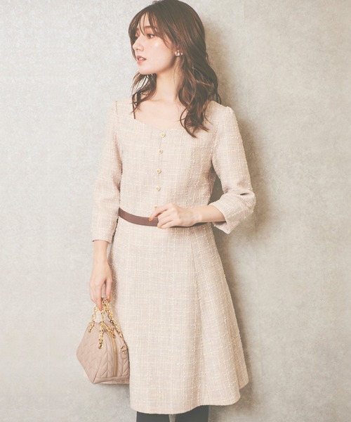 「LAISSE PASSE」 7分袖ワンピース 40 ピンク レディース_画像4