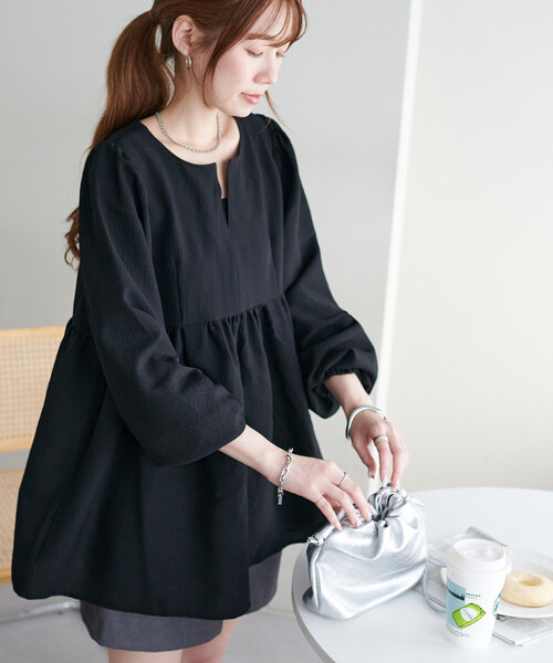 「DISCOAT」 長袖チュニック MEDIUM ブラック レディース