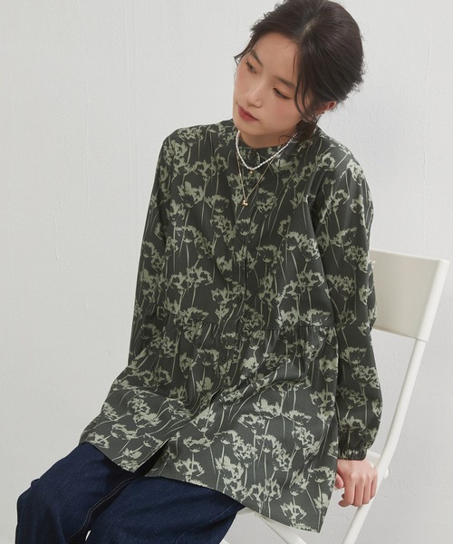 美品 outil リネンカシュクールブラウス DARK GREEN ファッション - 美