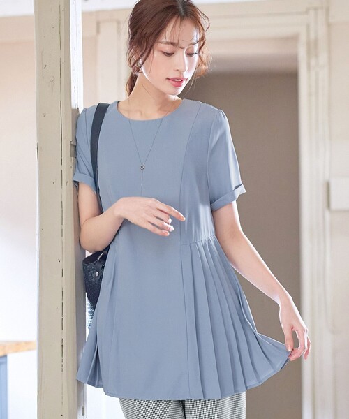 「Tiaclasse」 半袖チュニック S ネイビー レディース_画像3