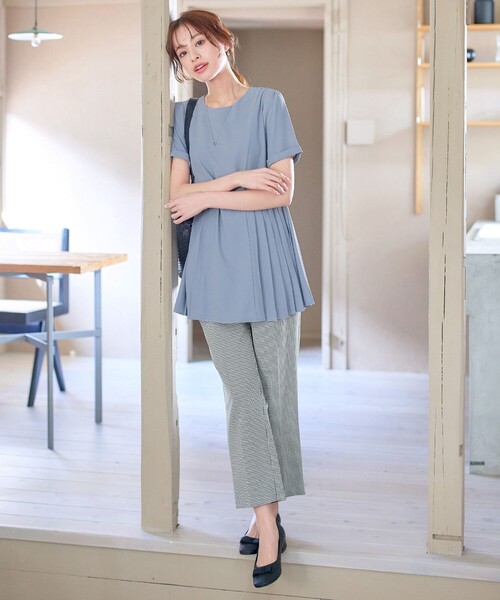 「Tiaclasse」 半袖チュニック S ネイビー レディース_画像4