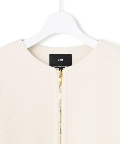 23区今季ウールライトリバー ノーカラー ショートコート 23区 ウールライトリバー ノーカラー ショートコート （ベージュ系