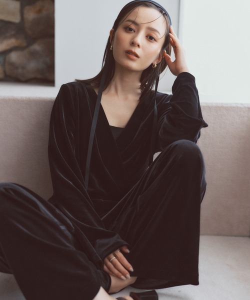 anuans（アニュアンス） サロペット オーバーオール ベロアカット