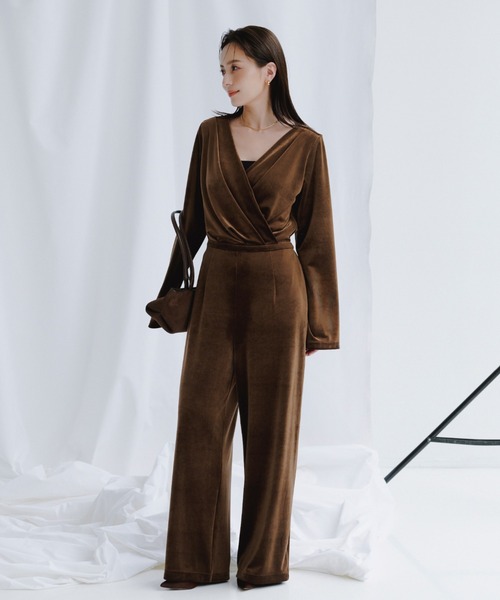 anuans（アニュアンス） サロペット オーバーオール ベロアカット