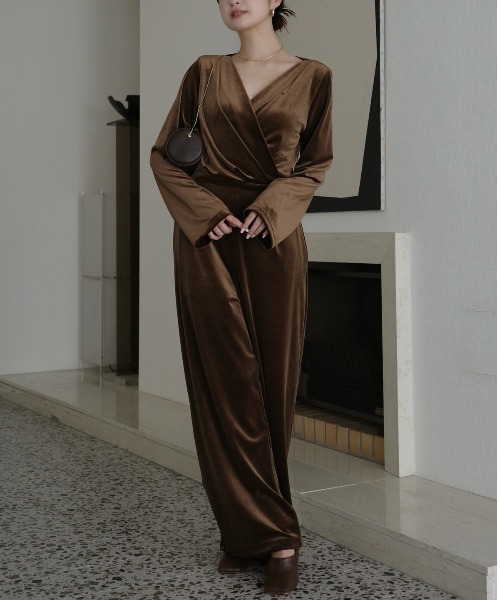 anuans（アニュアンス） サロペット オーバーオール ベロアカット