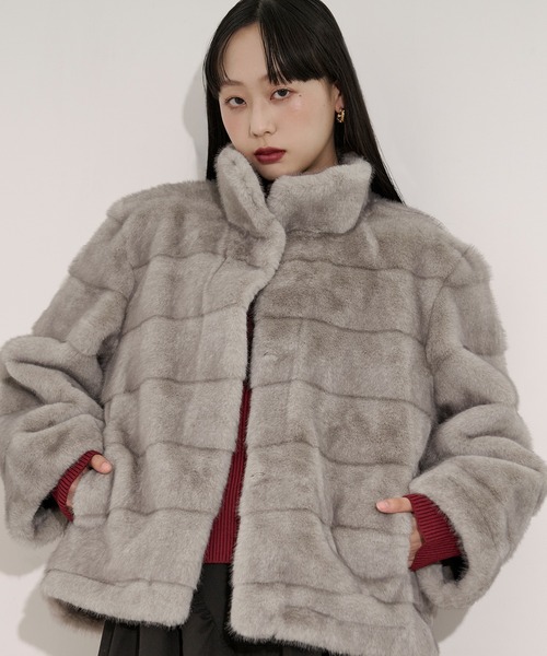 Ezick ブルゾン アウター mink feel fur coat ミンクタッチファー