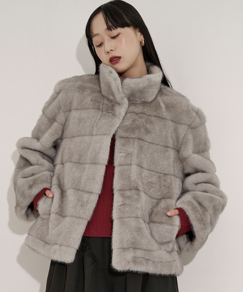 Ezick ブルゾン アウター mink feel fur coat ミンクタッチファー