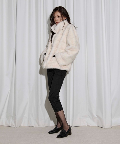 Ezick ブルゾン アウター mink feel fur coat ミンクタッチファー
