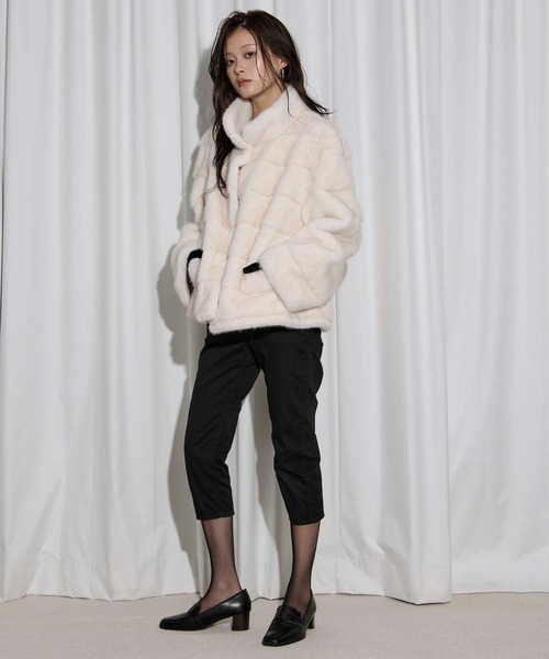Ezick ブルゾン アウター mink feel fur coat ミンクタッチファー