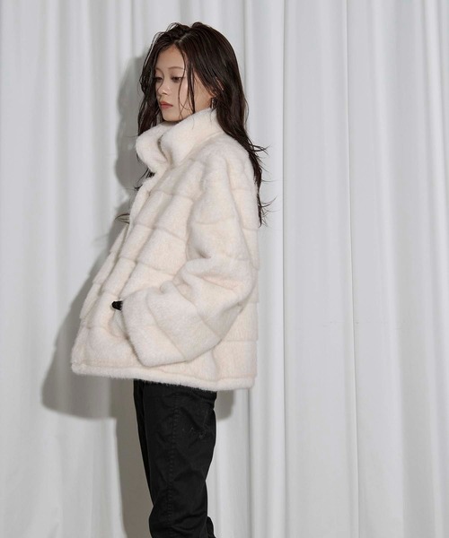 Ezick ブルゾン アウター mink feel fur coat ミンクタッチファー