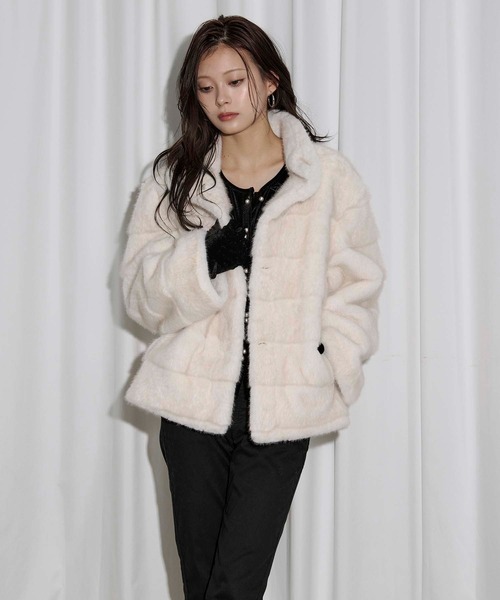 Ezick ブルゾン アウター mink feel fur coat ミンクタッチファー