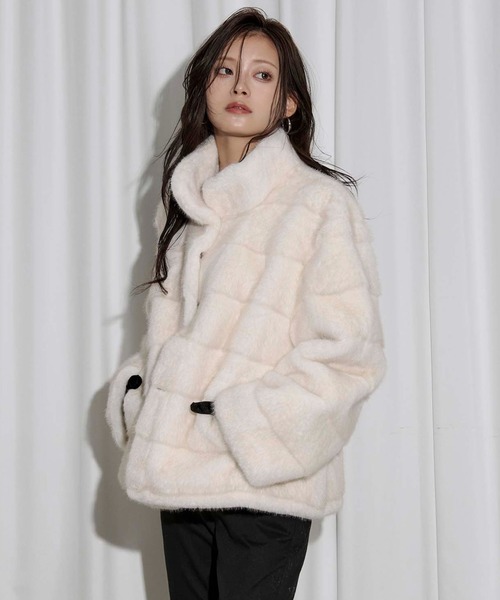Ezick ブルゾン アウター mink feel fur coat ミンクタッチファー