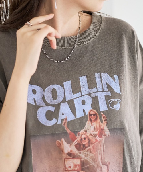 「DISCOAT」 半袖Tシャツ FREE チャコールグレー レディース_画像2