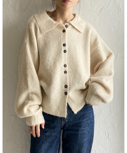 ✤新品未使用✤　春夏カーディガン　ボリューム袖 She's Closet カーディガン 長袖ボリュームスリーブ襟付きボタンポロ