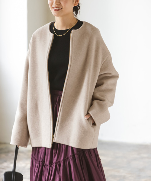 NOBLE（ノーブル） ジップアップブルゾン 34 ベージュ レディース
