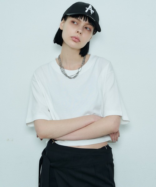 「AIVER」 半袖カットソー LARGE ホワイト レディース_画像8