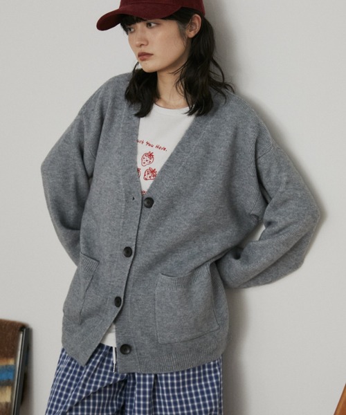 MERLOT（メルロー） カーディガン オーバーサイズVネックカーディガン