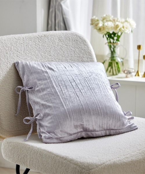 コンランショップ　クッションカバー　ベロア クッション クッションカバー ベロア調洗えるリボン付きクッション