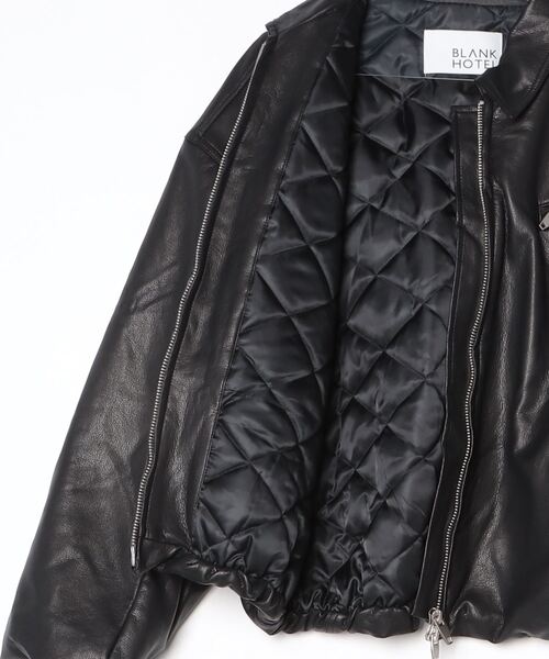 BLANK HOTEL 革ジャン ライダース Faux Leather Padded Jacket