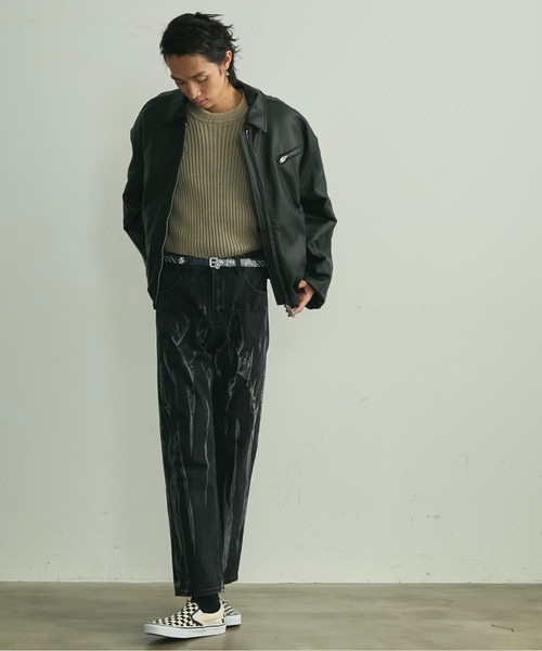 BLANK HOTEL 革ジャン ライダース Faux Leather Padded Jacket