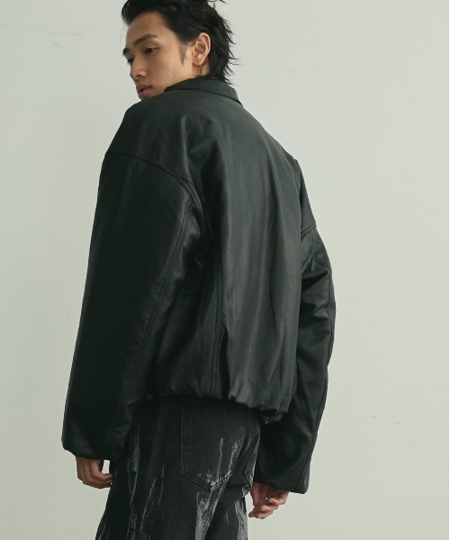 BLANK HOTEL 革ジャン ライダース Faux Leather Padded Jacket