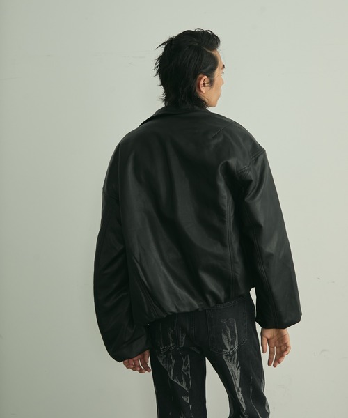 BLANK HOTEL 革ジャン ライダース Faux Leather Padded Jacket
