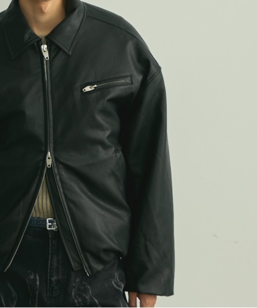 BLANK HOTEL 革ジャン ライダース Faux Leather Padded Jacket