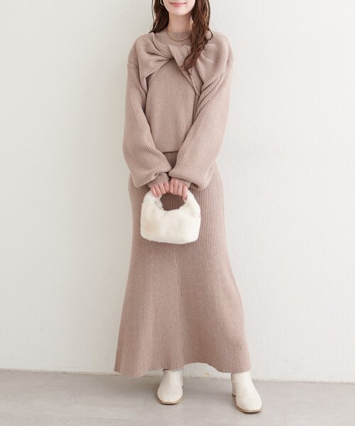 クロスニットワンピースセット natural couture ワンピース 【WEB限定・大好評リバイバルアイテム