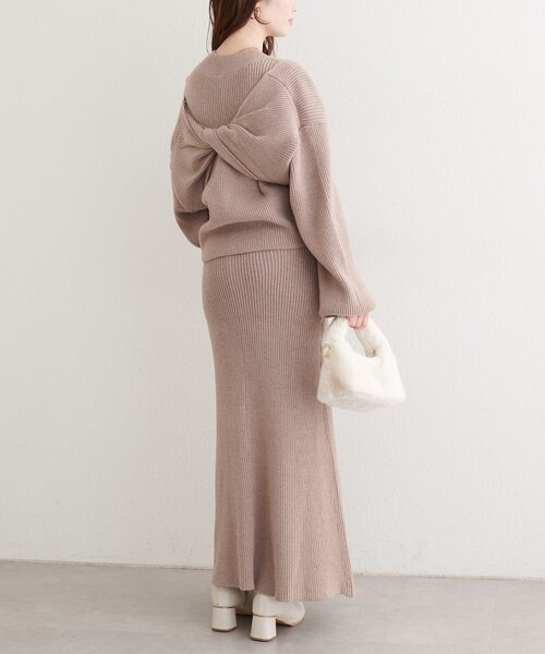 natural couture ワンピース 前後2WAYクロスリボンニット×ワンピース