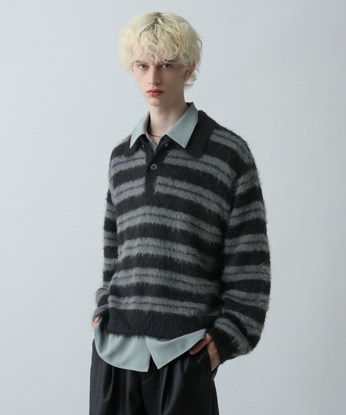 HARE（ハレ） セーター ニット シャギーボーダーポロ(HARE) メンズ