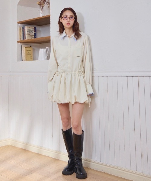 Lallana（ララーナ） シャツワンピース Layered Collar Balloon Shirt