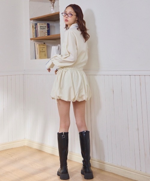 Lallana（ララーナ） シャツワンピース Layered Collar Balloon Shirt 